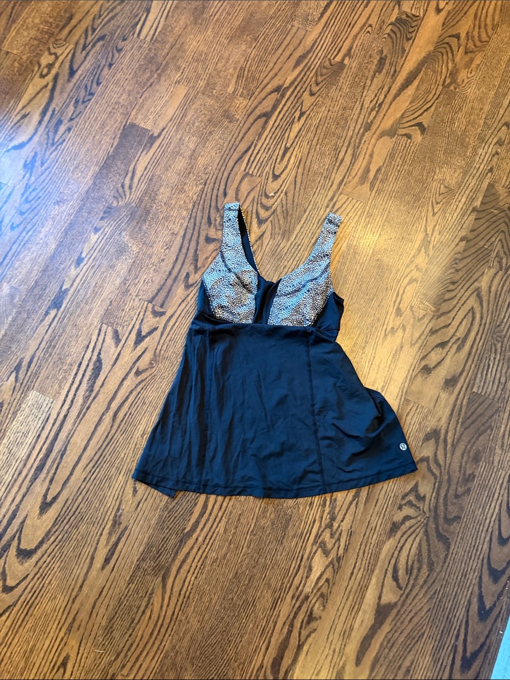 lululemon athletica Black Tank Top with Patterned Gray Bust